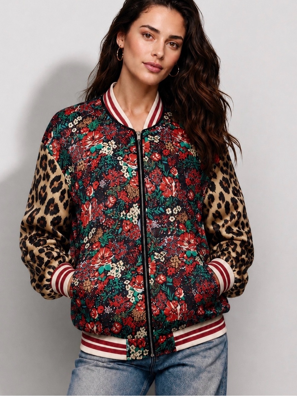 Scotch & Soda Maison Scotch Le Jardin Floral Satin Bomber Jacket Size S
